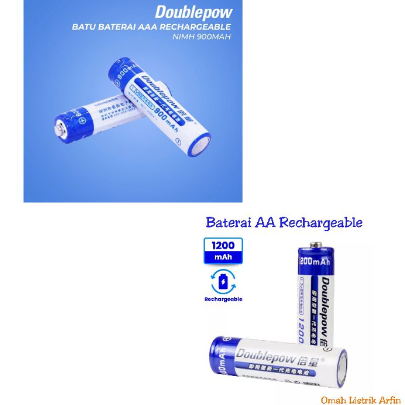 BATERAI AA AAA RECHARGE DOUBLEPOW & DOUBLEPOW CHARGER BATERAI 4 SLOT