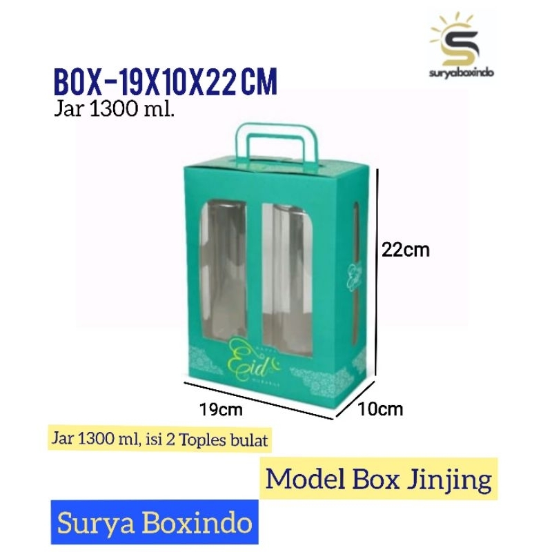 

Box Jar Premium 1300 ml(19x10x22 cm) isi 2 Toples Bulat/Jinjing