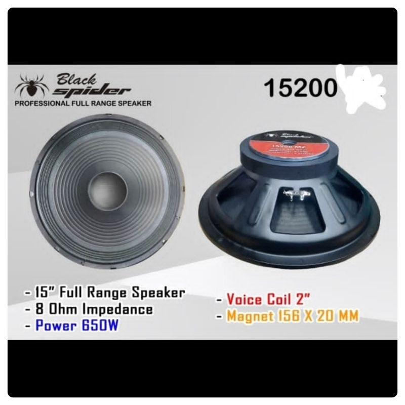 Speaker Black Spider 15inch 15200M Full Range 600Watt