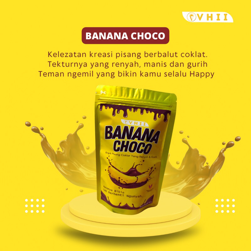 

Kripik Pisang Coklat VHII Isi 65gr