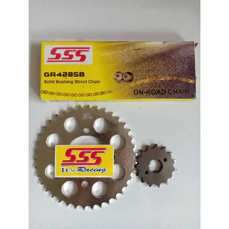 gir set sss 428 rantai gold sss satria 2tak/satria hiu/satria R/tornado