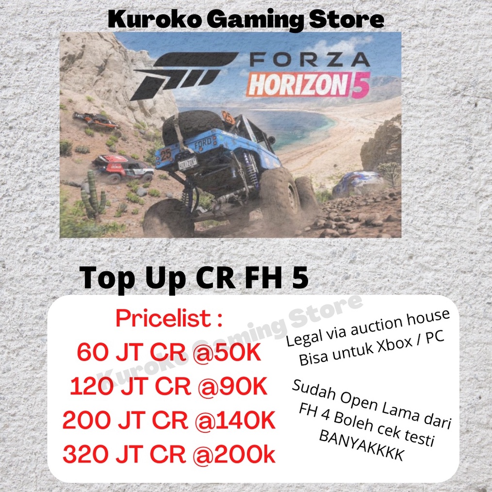 Pasti Murah CR Credit Forza Horizon 5 Via Auction