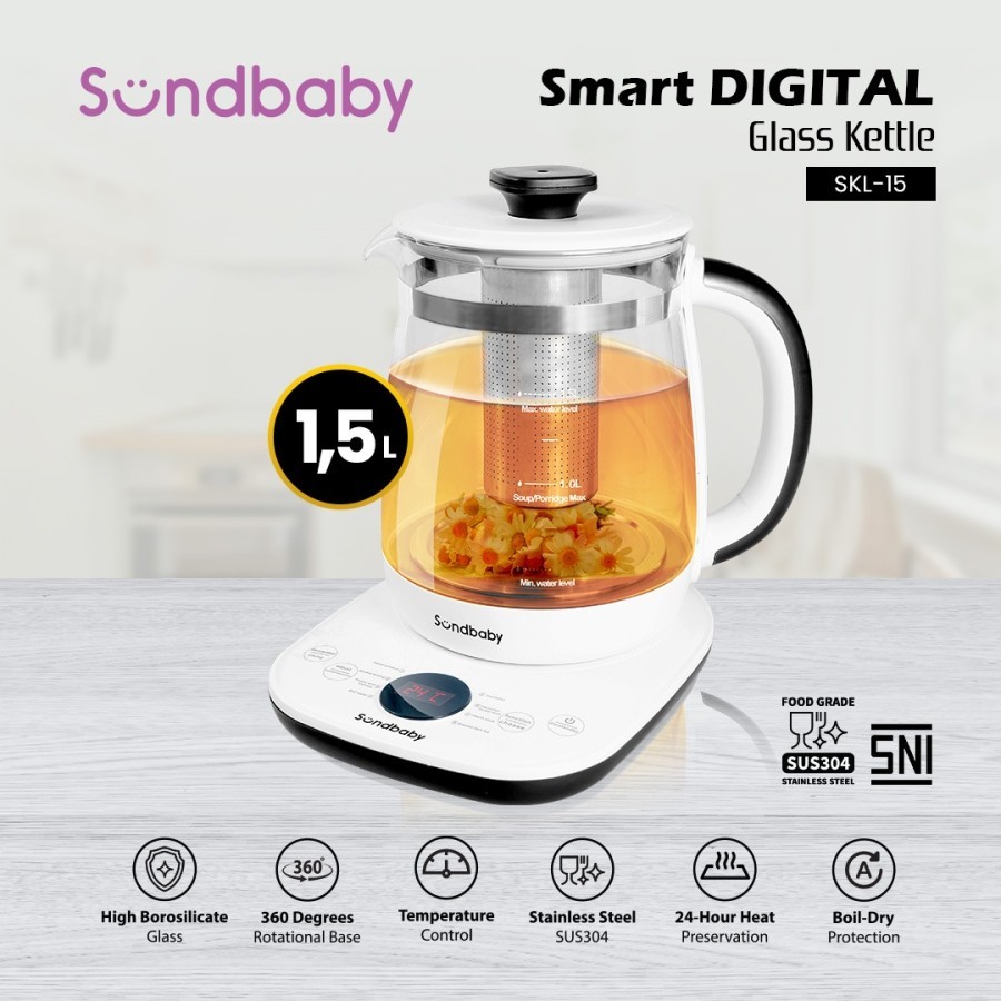 bolde Smart Digital Glass Kettle Teko Listrik Kaca Digital