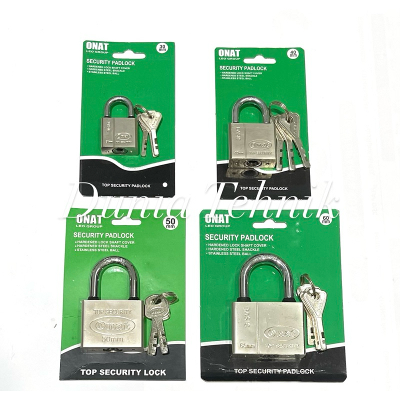 Kunci Gembok Stainless ONAT 30mm , 40mm , 50mm , 60mm Security Padlock Gembok Leher Pendek Gembok Sa