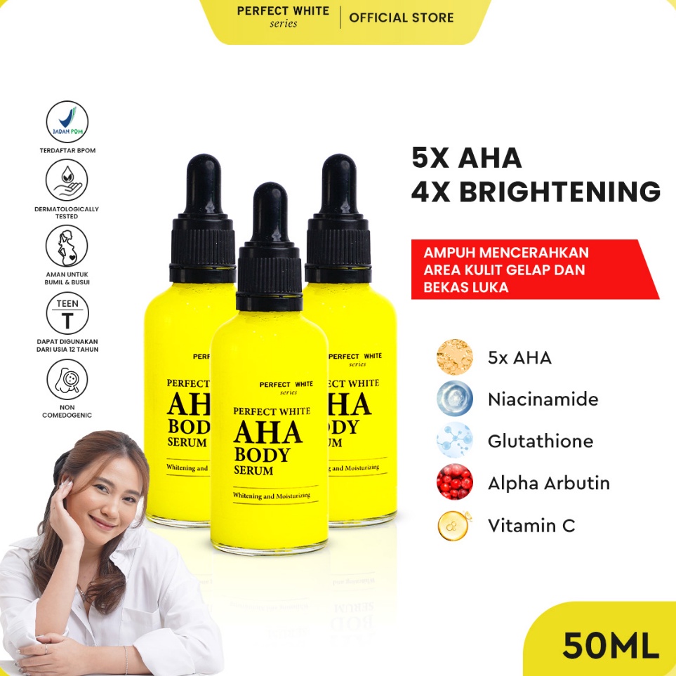 Baru CodeRr8R2 PERFECTWHITE 3PCS AHA Body Serum Whitening  Moisturizing 5ML