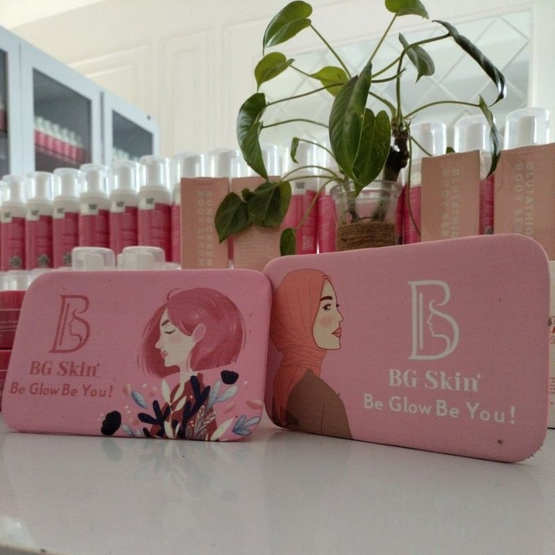 KACA BG SKIN PROMO BOX MAKE UP BANTAL POUCH DOMPET BG SKIN BEAUTY GLOW SKINCARE