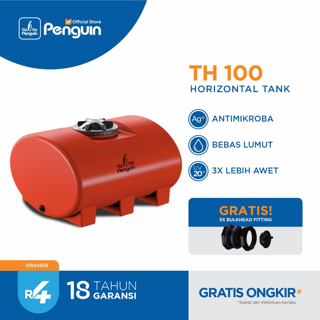 Penguin Tangki | Toren | Tandon Air Horisontal TH 100 1000 liter