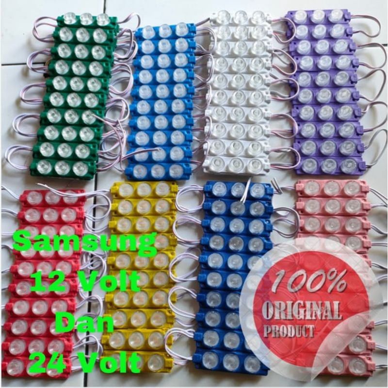 Lampu LED Modul 3 Mata SMD 7520 3030 12VOLT  dan 24VOLT WATERPROOF SAMSUNG