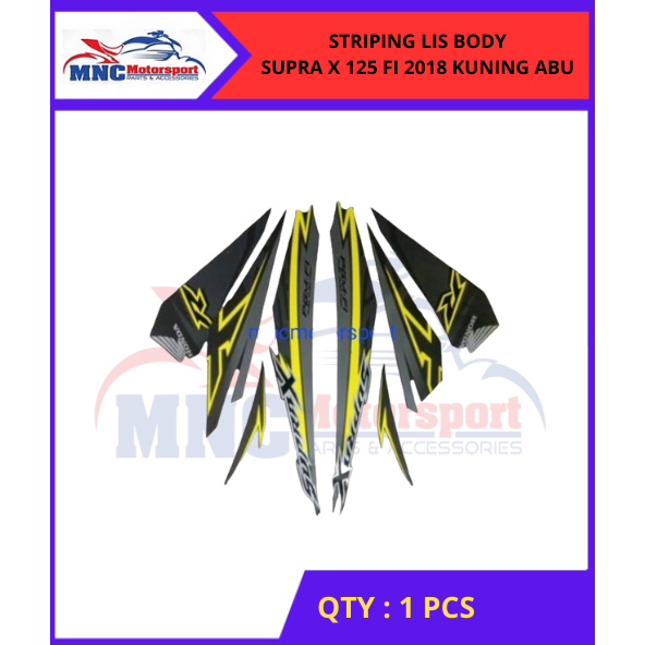 STRIPING LIS BODY SUPRA X 125 FI 2018 KUNING ABU