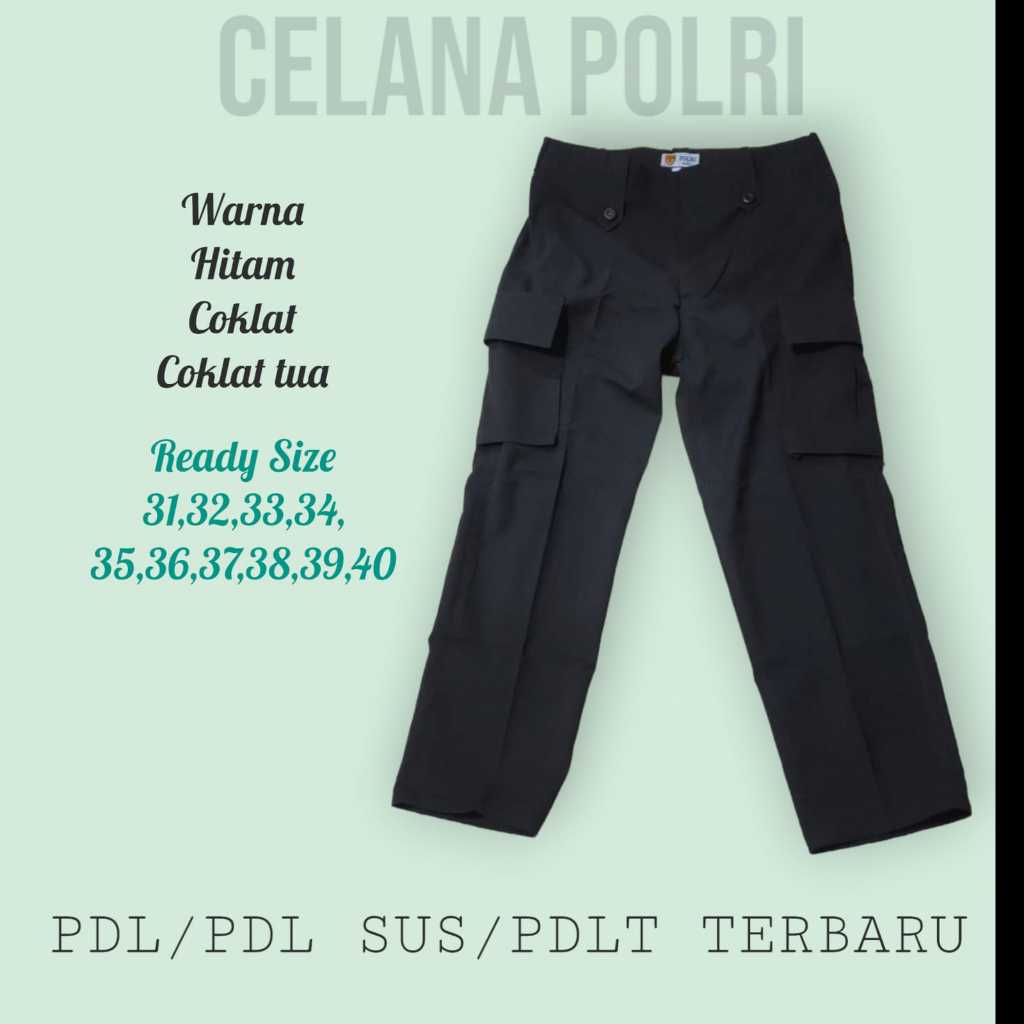 CELANA PDL POLRI JATAH PEMBAGIAN HITAM HALUS DRILL- KOTAK KOTAK-COKLAT TUA