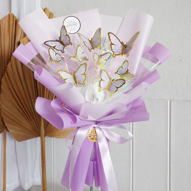Butterfly bouquet with led / Buket kupu-kupu / Buket Wisuda / Buket Ultah / Buket Bandung