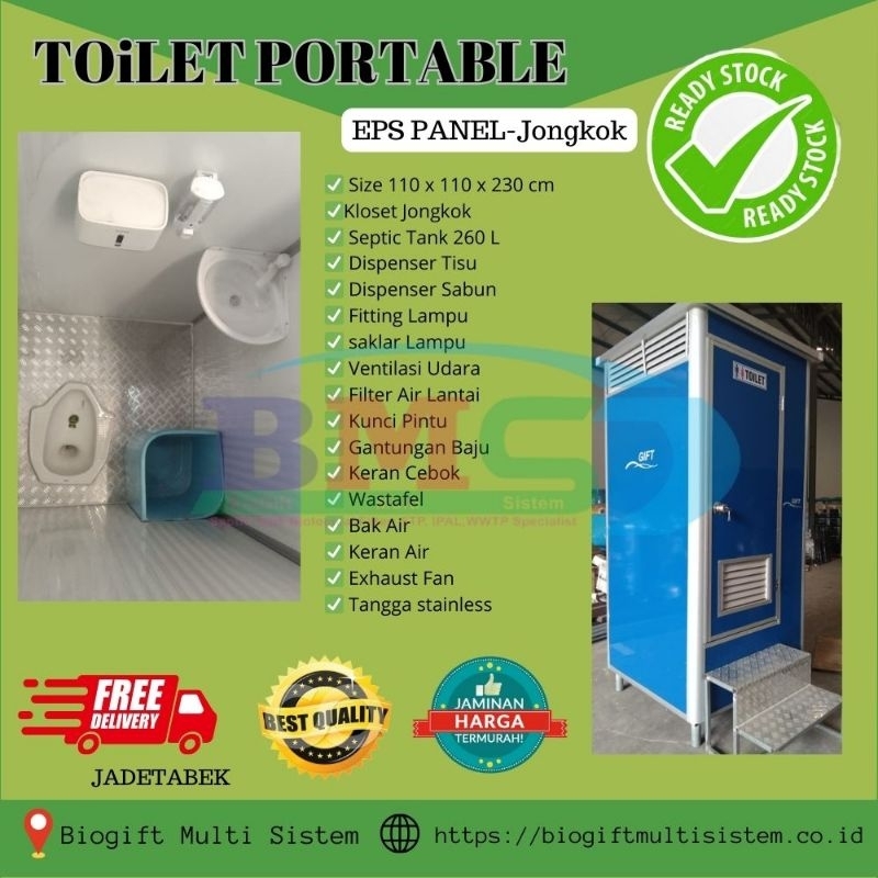 TOILET PORTABLE SANDWICH PANEL, TOILET PORTABLE VIP, TOILET PORTABLE KLOSET JONGKOK, TOILET PORTABLE