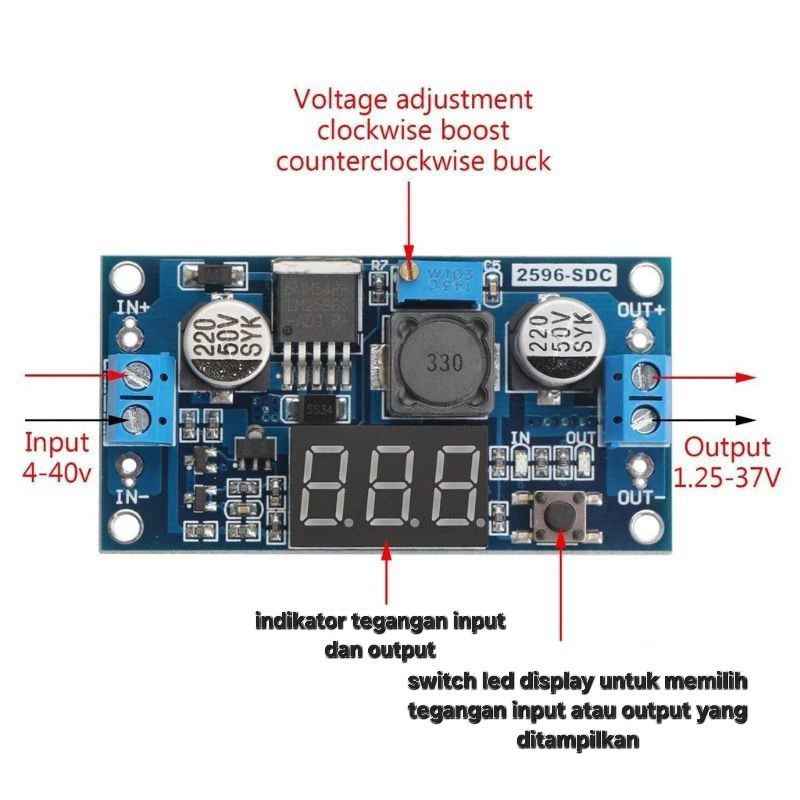 Stepdown Lm2596S dengan led display digital