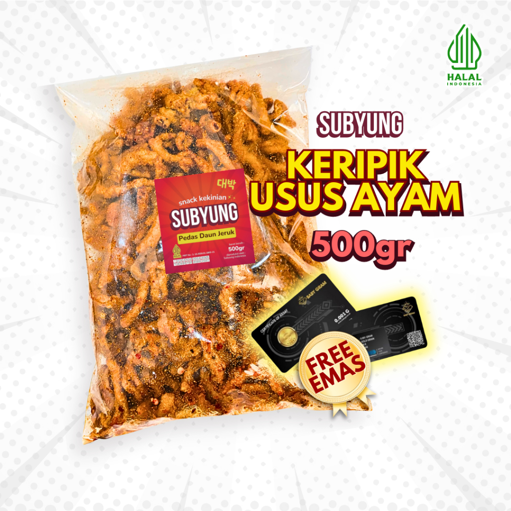 

PROMO 500GR Subyung Keripik Usus Ayam FREE EMAS
