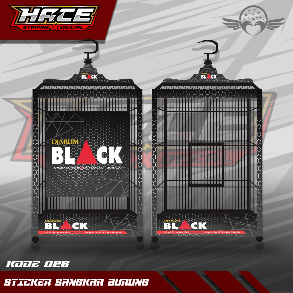 STICKER DECAL SANGKAR KOTAK - DECAL SANGKAR BURUNG KOTAK DJARUM BLACK 026