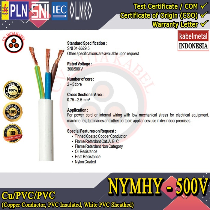 Kabel NYMHY 3x6 mm2 METAL (100m) /3 x 6 mm2/3x6mm2/3x6 mm2/3x6mm