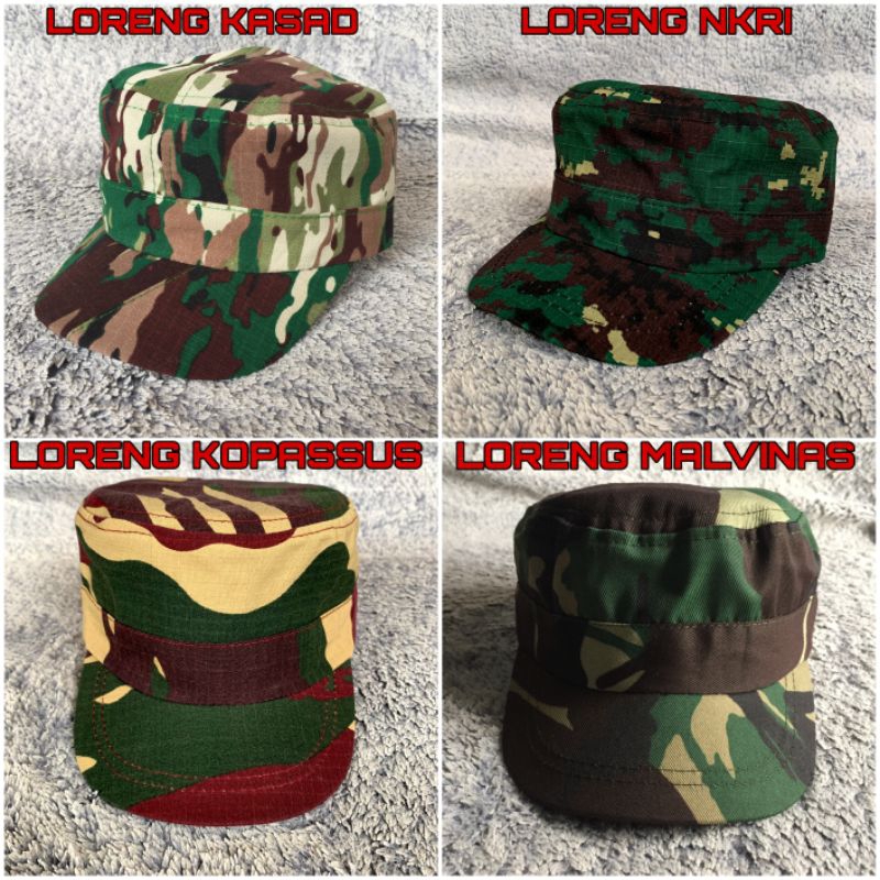 Topi tentara anak model pet komando loreng - Topi tentara 4 varian loreng - Topi kids unisex usia 1 