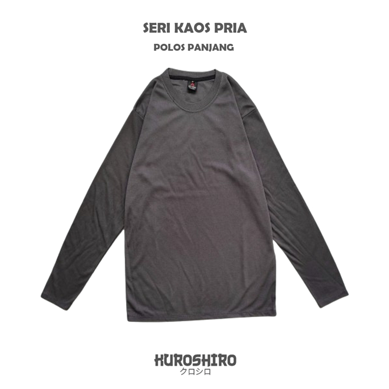 KUROSHIRO - Kaos Laki Laki Polos Panjang Baju Pria Dewasa-GREY