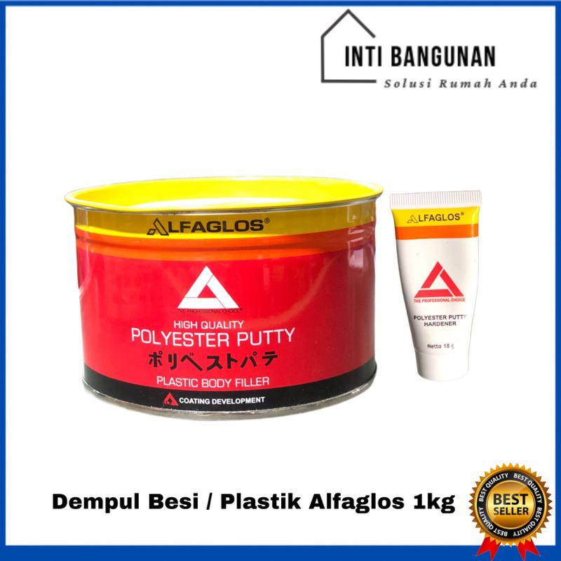 Dempul Besi Alfaglos Alfa 1kg 1 kg + Hardener Warna Hijau Dempul Cat Besi / Plastik / Motor / Mobil