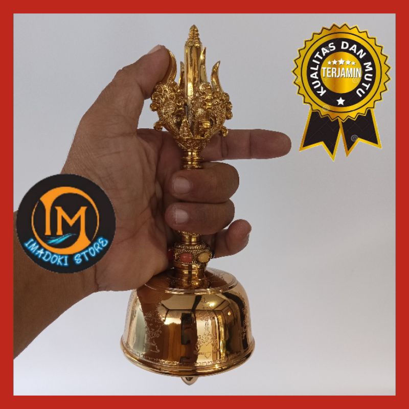 GENTA BALI BONGKOK WARNA EMAS / GENTA DEWATA NAWA SANGA CEBOL / GENTA CEBOL WARNA EMAS 8 CM / VAJRA 