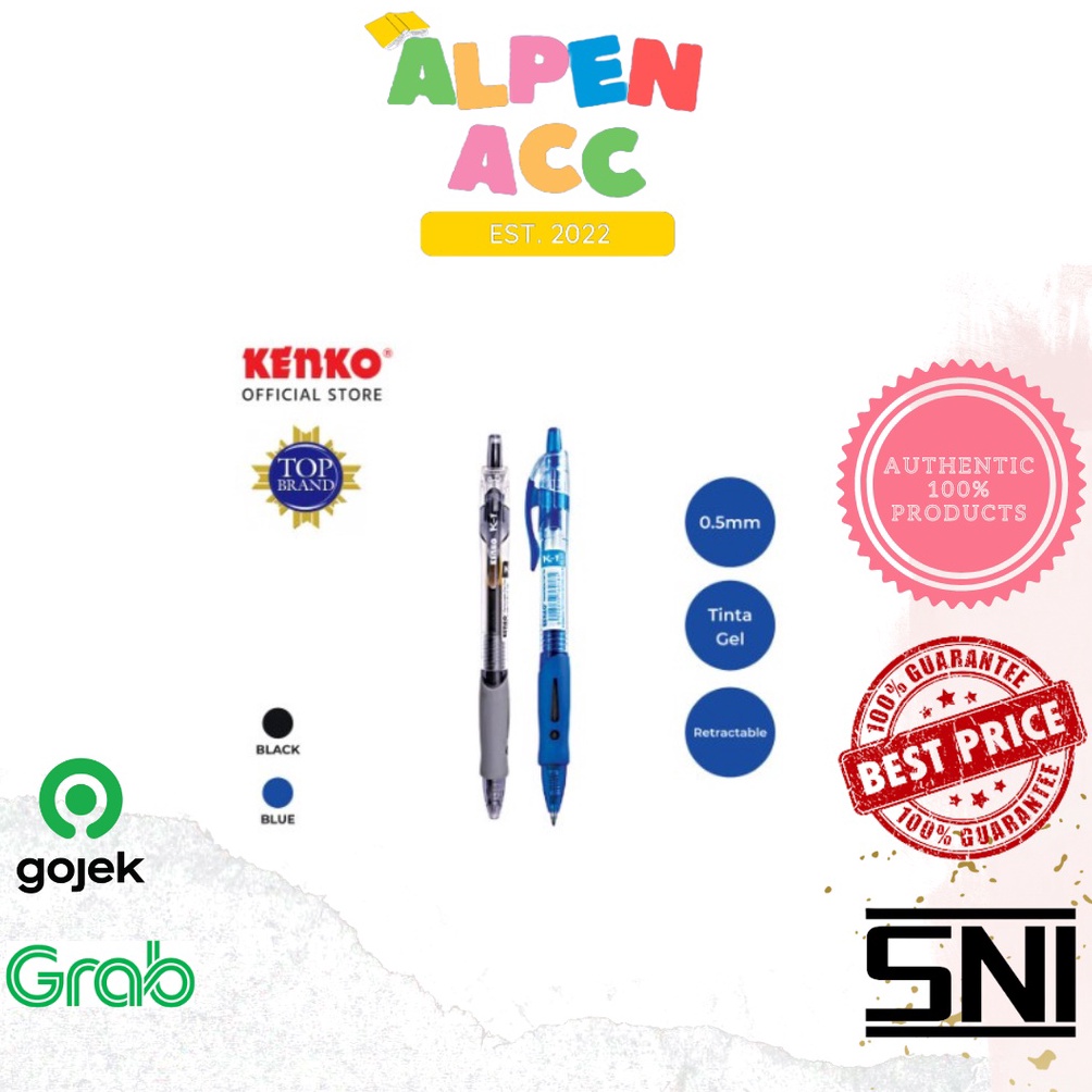 

Baru KENK Gel Pen K1 Retratable Pulpen Pena Blpin Hitam Biru Merah Kenk 1PAK 12PS 6I