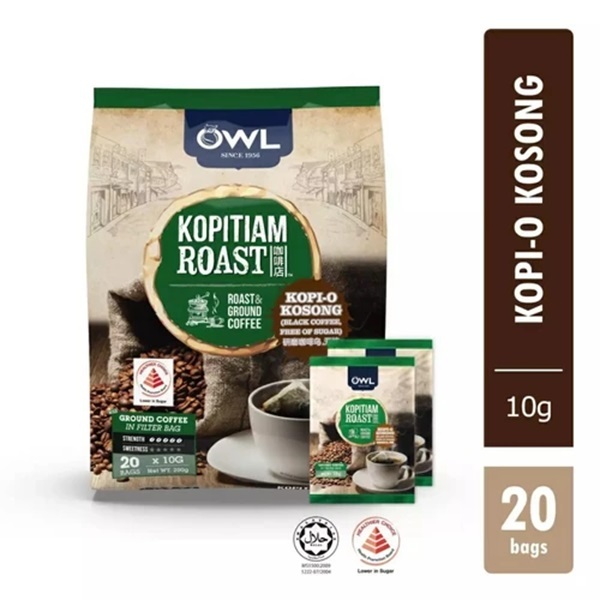 

Owl Kopitiam Roast Kopi O Kosong Black Coffee Free of Sugar 20 x 10g