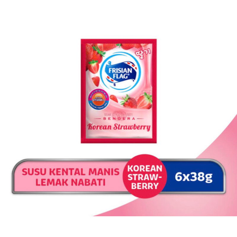 

Frisian Flag Bendera Korean Strawberry Kental Manis isi 6 sachet x 38 gram