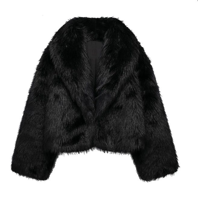Women Black Fur Jacket Jaket Bulu Hitam Wanita ZARA Winter Musim Dingin Coat Mantel