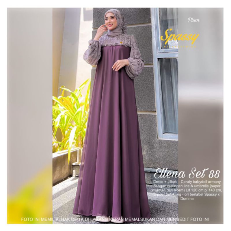 Ellena gamis Set hijab Ori Spassy