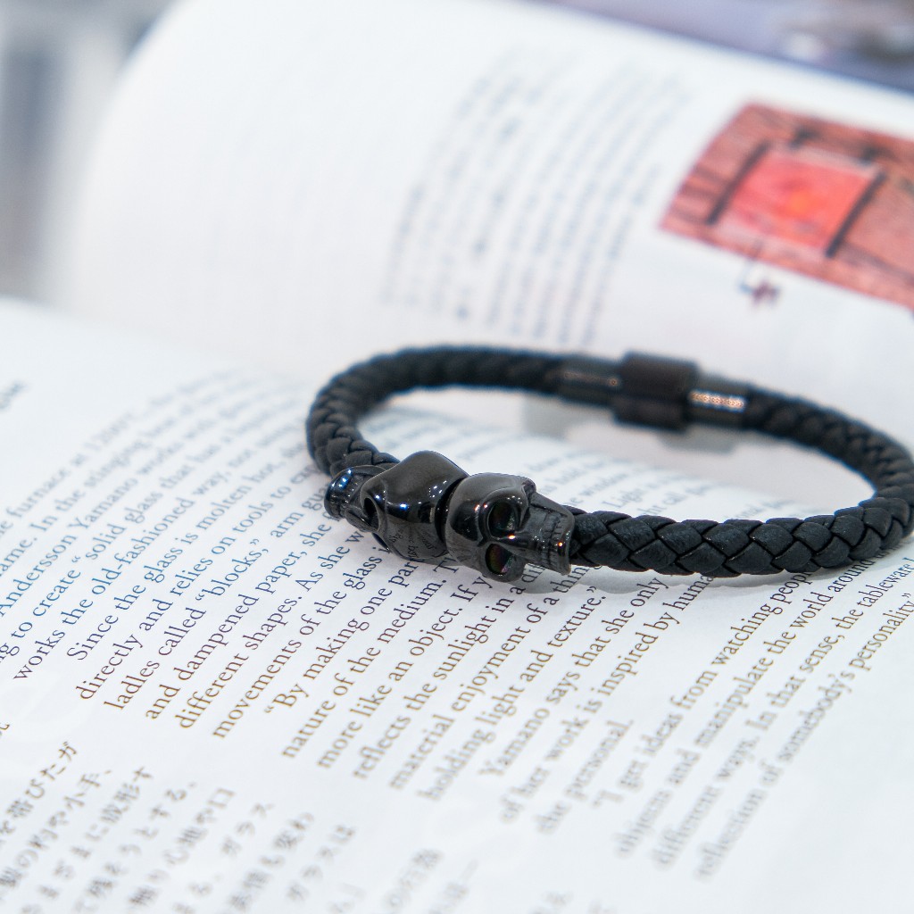 GentleBling  Gelang Kulit - Skull Bracelet