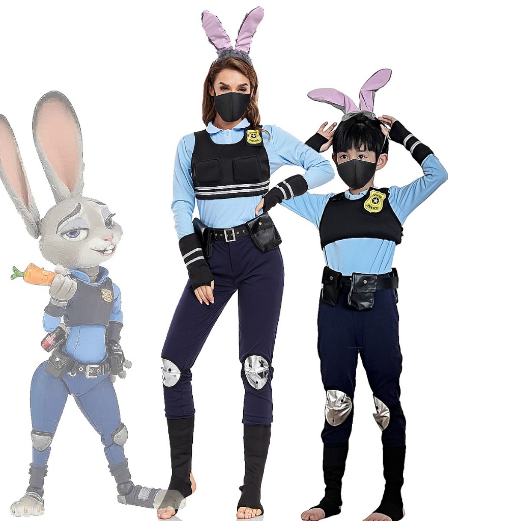 Kostum Hallowen Zootopia Halloween Bunny Girl kostum panggung kostum cosplay Petugas Kelinci Judy or