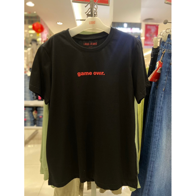 LOGO JEANS | Tshir Hitam wanita Logo Jeans ori matahari