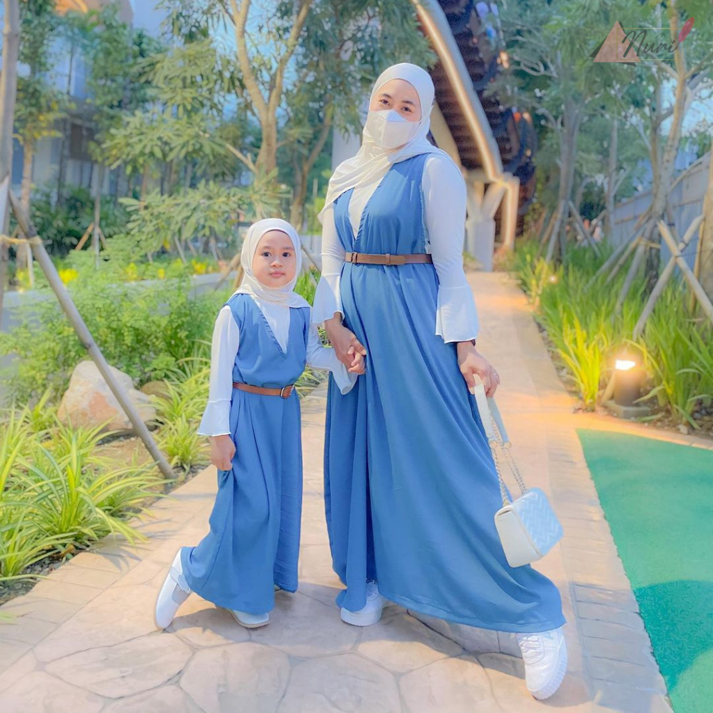 NURIARIYA | Nimra Baju Couple Keluarga | Set Long Dress Casual Polos