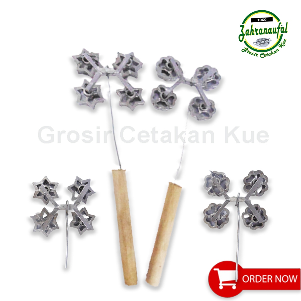 CETAKAN KUE KEMBANG GOYANG CABANG GANDENG ISI 4 BENTUK BINTANG / BUNGA / CETAKAN KEMBANG GOYANG