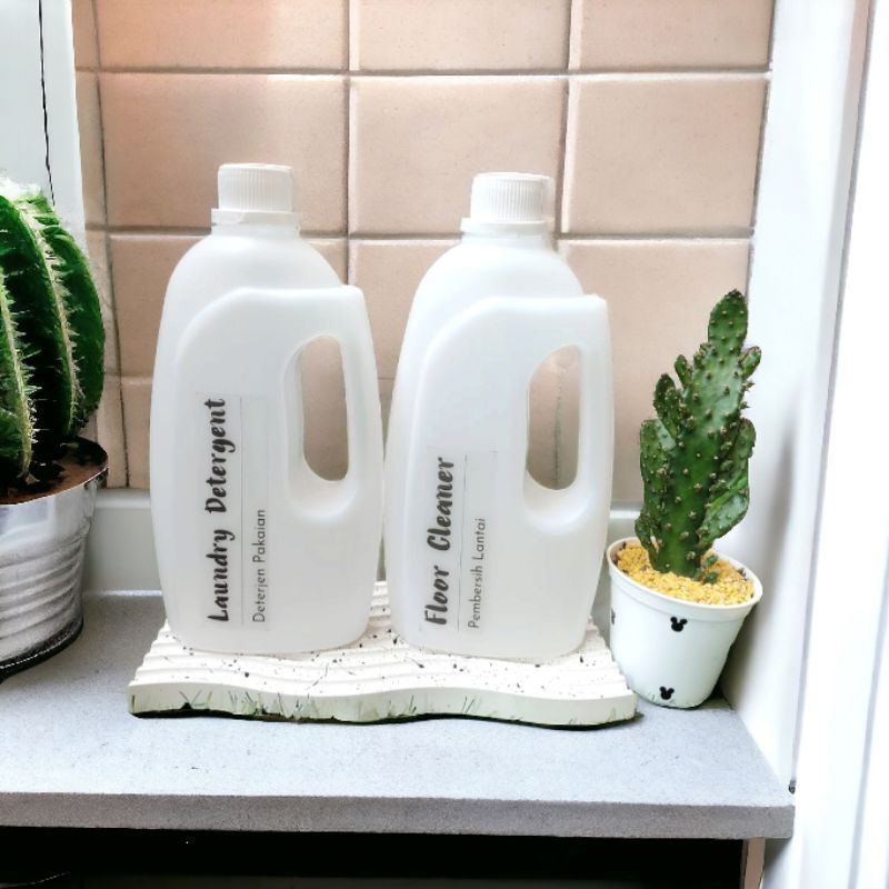 Botol drigen 1000ml refill liquid detergent + label anti air 1 liter laundry organizer isi ulang pem