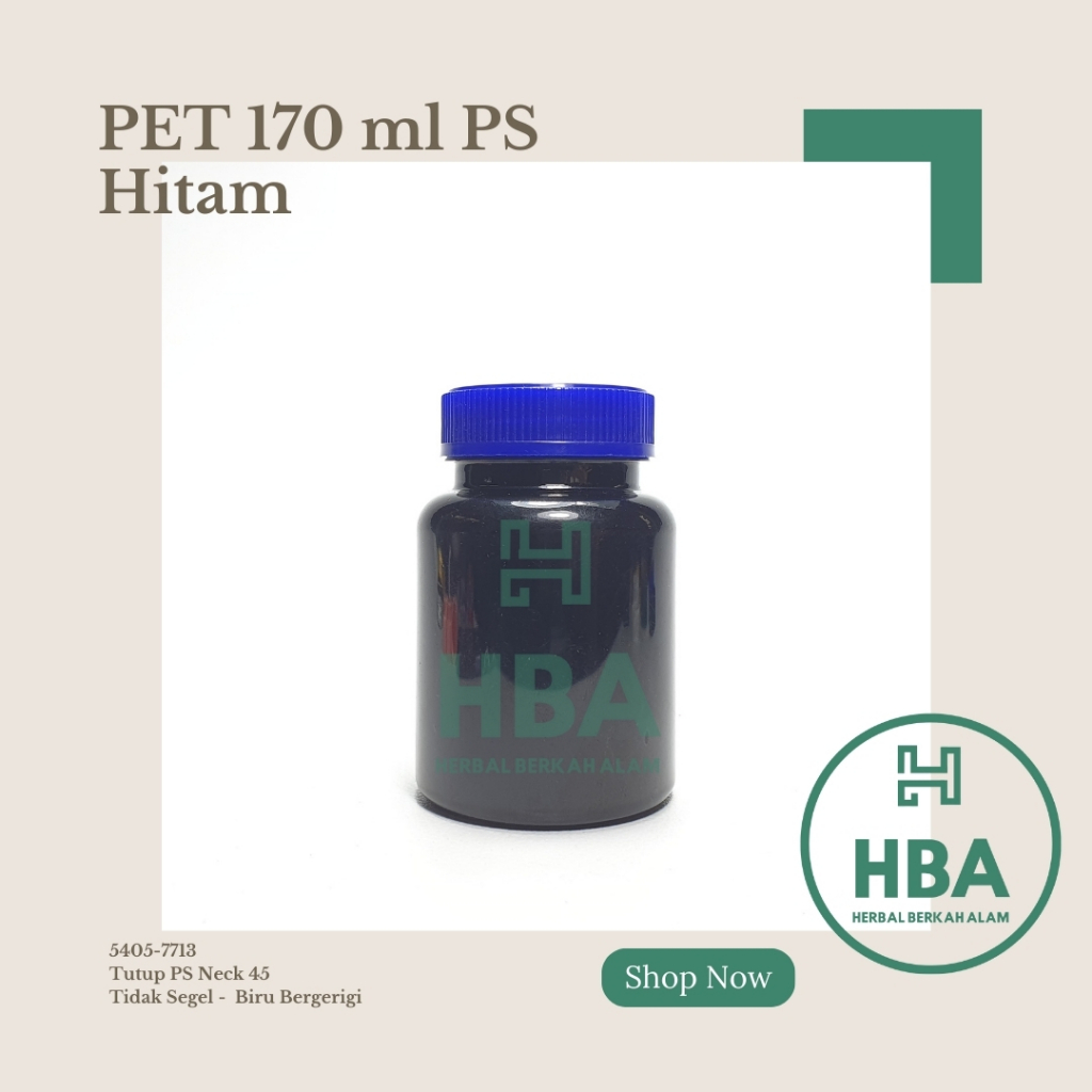 Botol Obat 170 ml Hitam Tutup Biru Gerigi Kecil / Botol Obat / Botol Plastik / Botol Kosong / Botol 