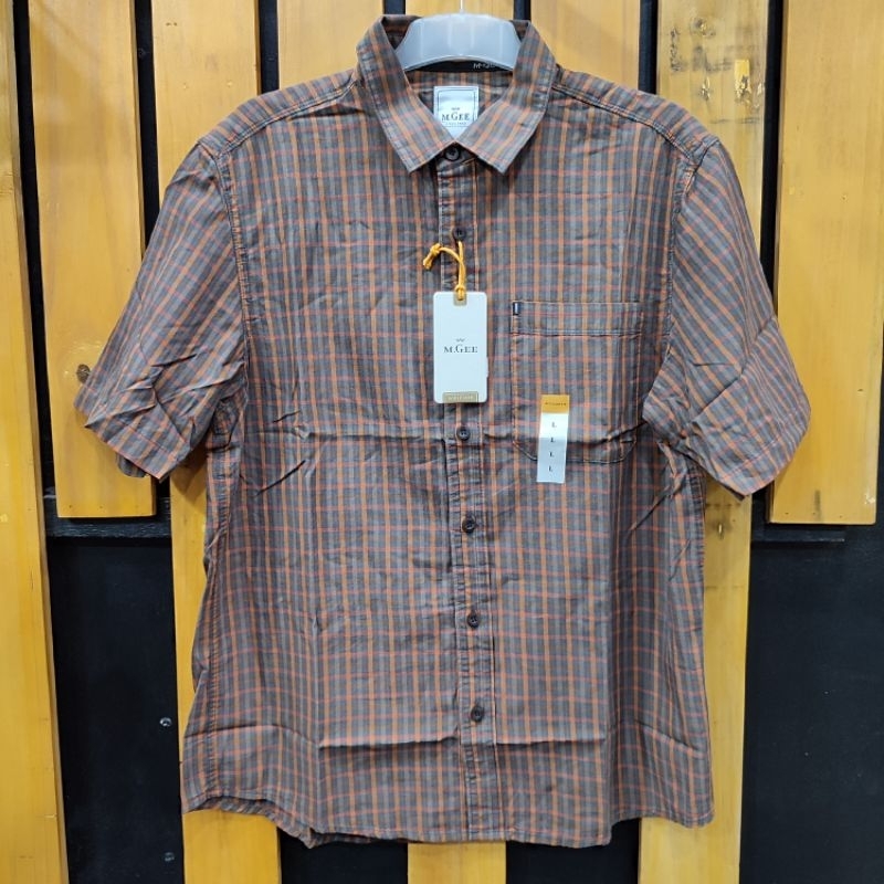 M.GEE ORIGINAL 009 Atasan Kemeja Pria Motif Lengan Pendek