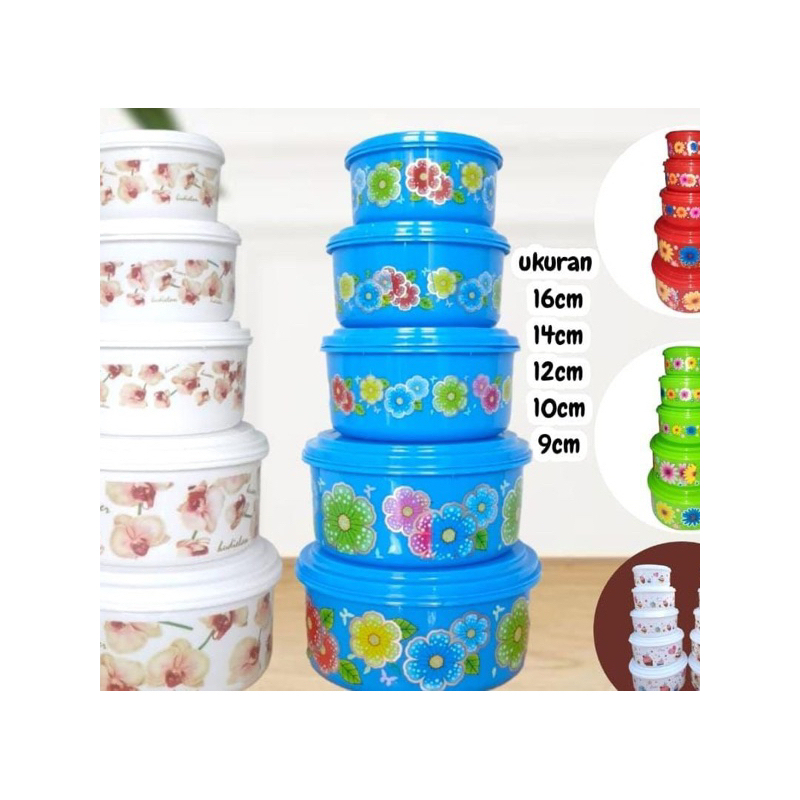 Rantang 5 Susun motif Bunga /Lunch box /Tempat makan 5 susun merek elea dan stenliss