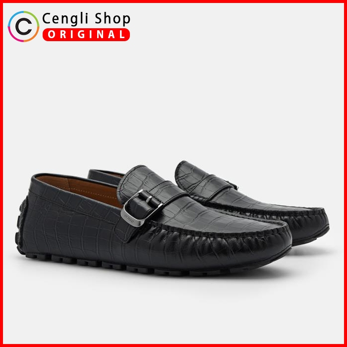 PM009 SEPATU PRIA LOAFER PEDRO ORIGINAL SLIP ON PANSUS KULIT HITAM
