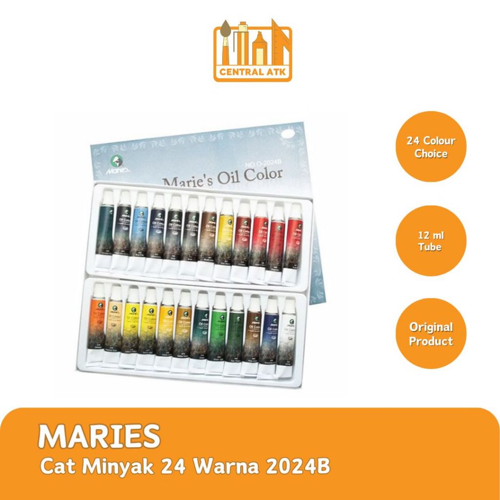 

CAT MINYAK MARIES / OIL COLOUR 24 WARNA 12 ML 2024B