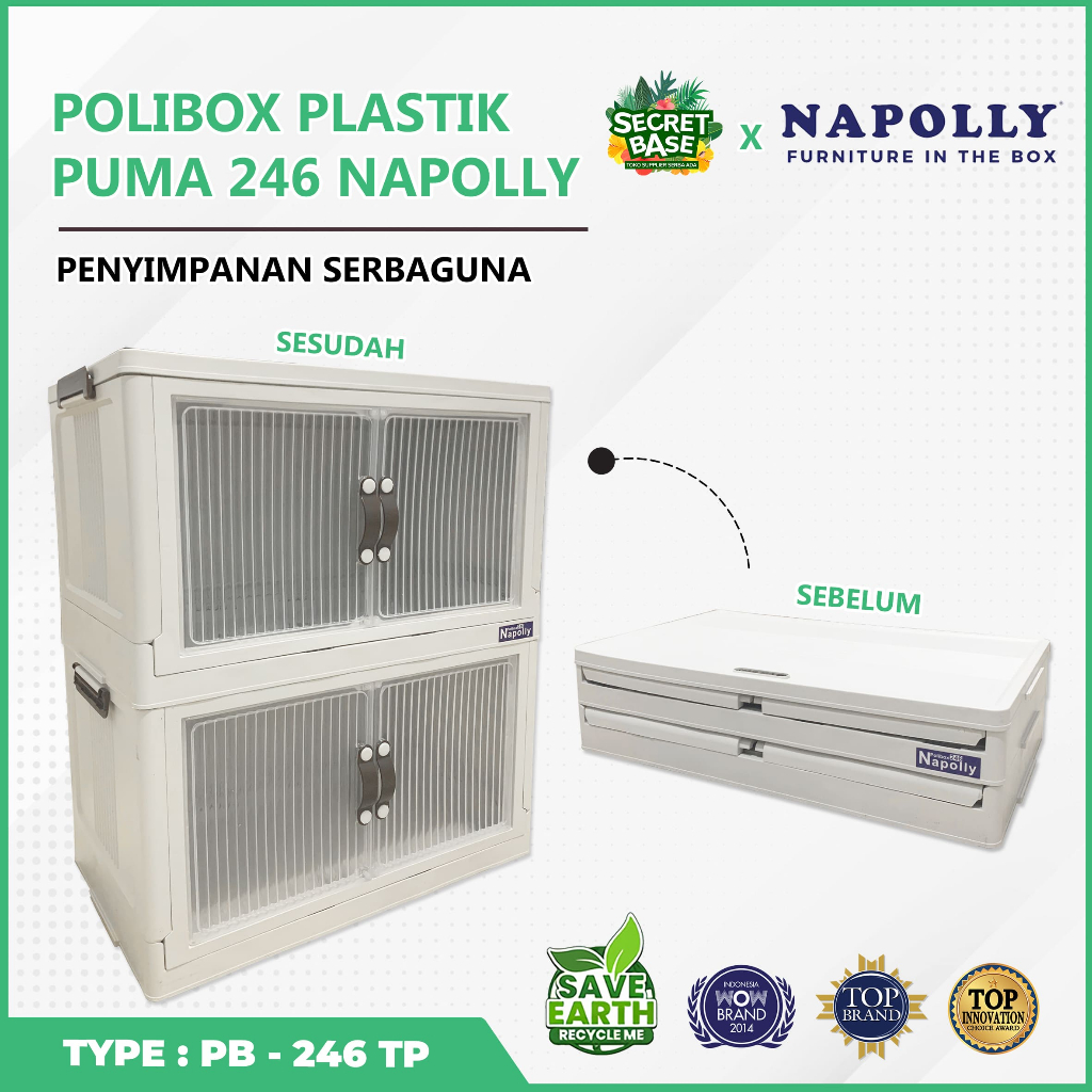 NAPOLLY POLIBOX 246 SUSUN 2 + RODA - Almari Plastik / Bok / Lemari Jumbo