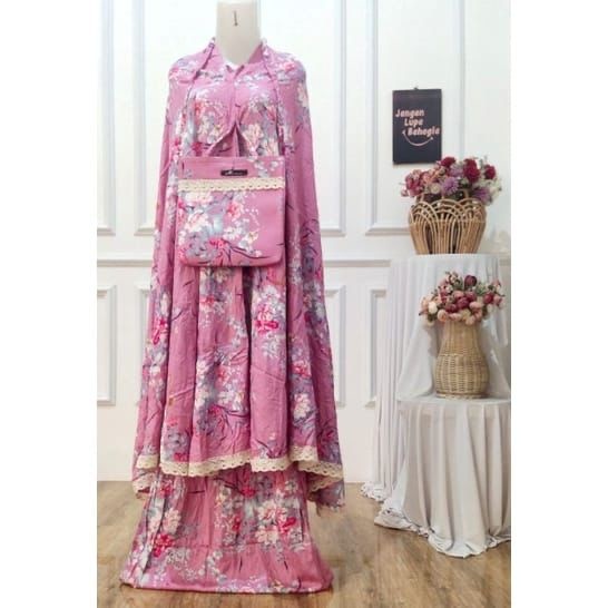 MUKENA DEWASA MOTIF BUNGA SAKURA // MUKENA JUMBO TERLARIS