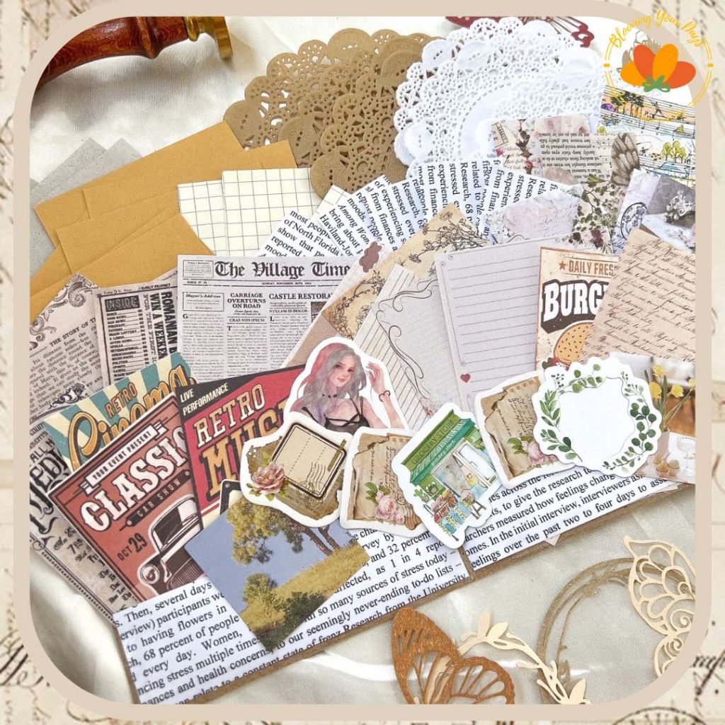 

TERMURAH Journal Kit Vintage jurnal kit scrapbook notebook dekorasi deco stiker diy planner kit aesthetic