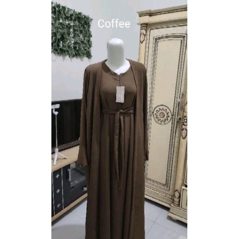TERLARIS GAMIS ABAYA OUTER SET ABAYA SAR'I ABAYA SET OUTER VIRAL-Cofee 1 set abaya