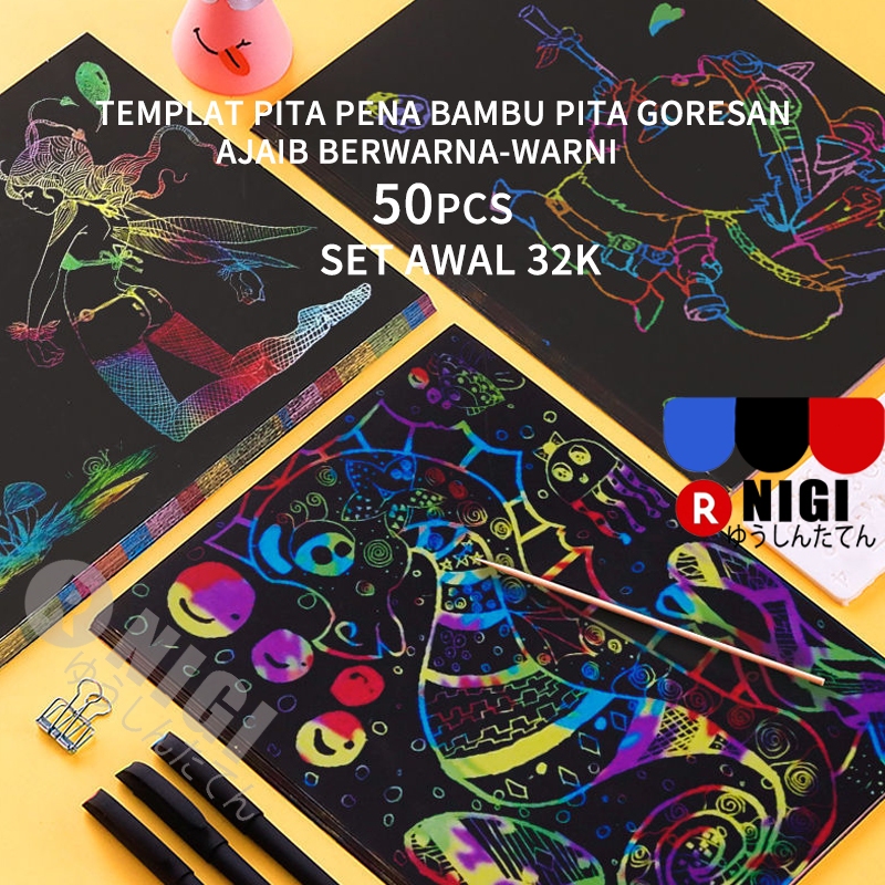 

NIGI 50 buah 32k set goresan mainan lukisan Set Penggaris Spirograph Deluxe