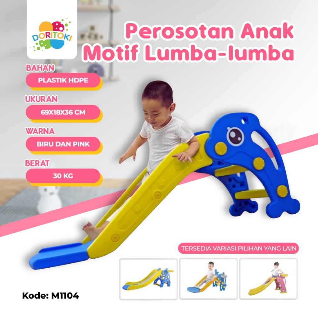 Molion  Perosotan Anak Motif Lumba-Lumba Perosotan Anak Seluncuran Anak Free Ring