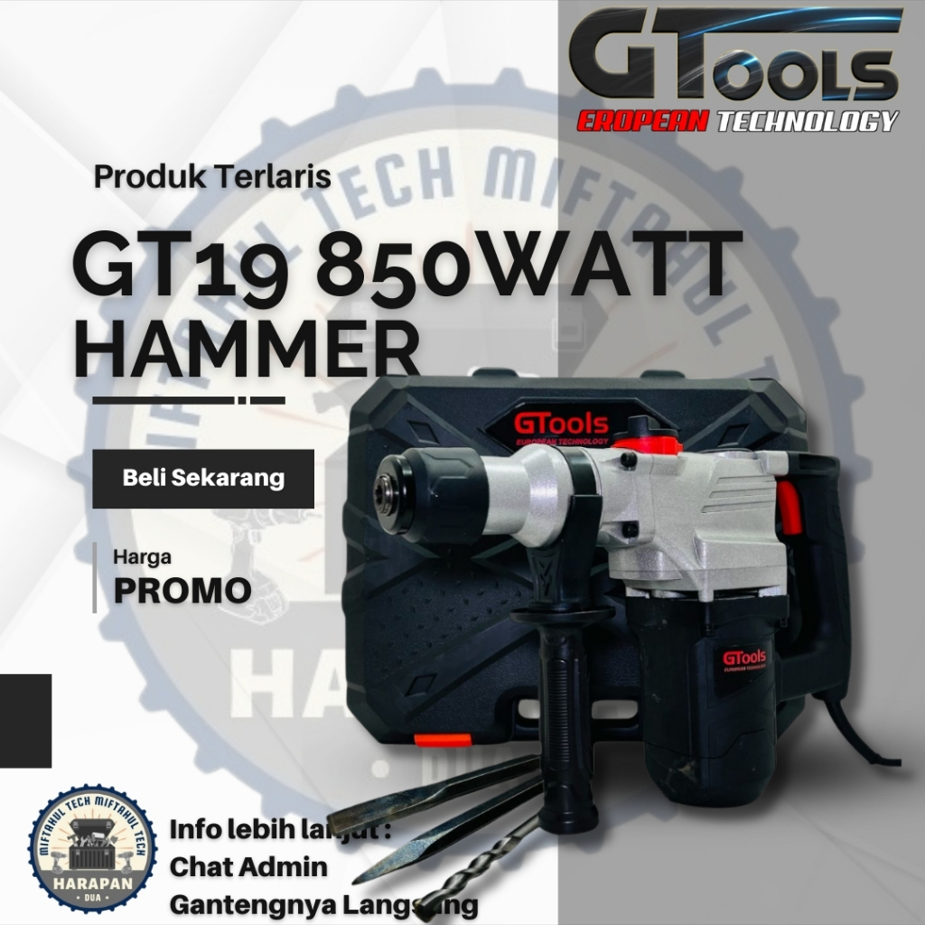 (PROMO) MURAH MESIN BOBOK BETON GTOOLS EROPA GT19 HAMMER DRILL BOR TEMBOK JACK HAMER