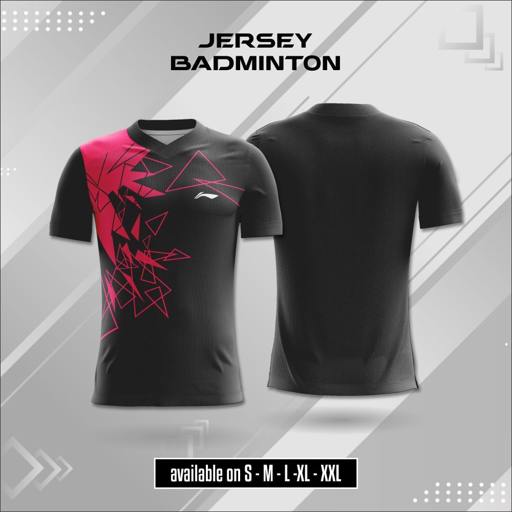 Jersey Atasan Badminton Pria Wanita Merah Hitam 80 Kaos Olahraga Bulutangkis Indonesia Unisex Dryfit