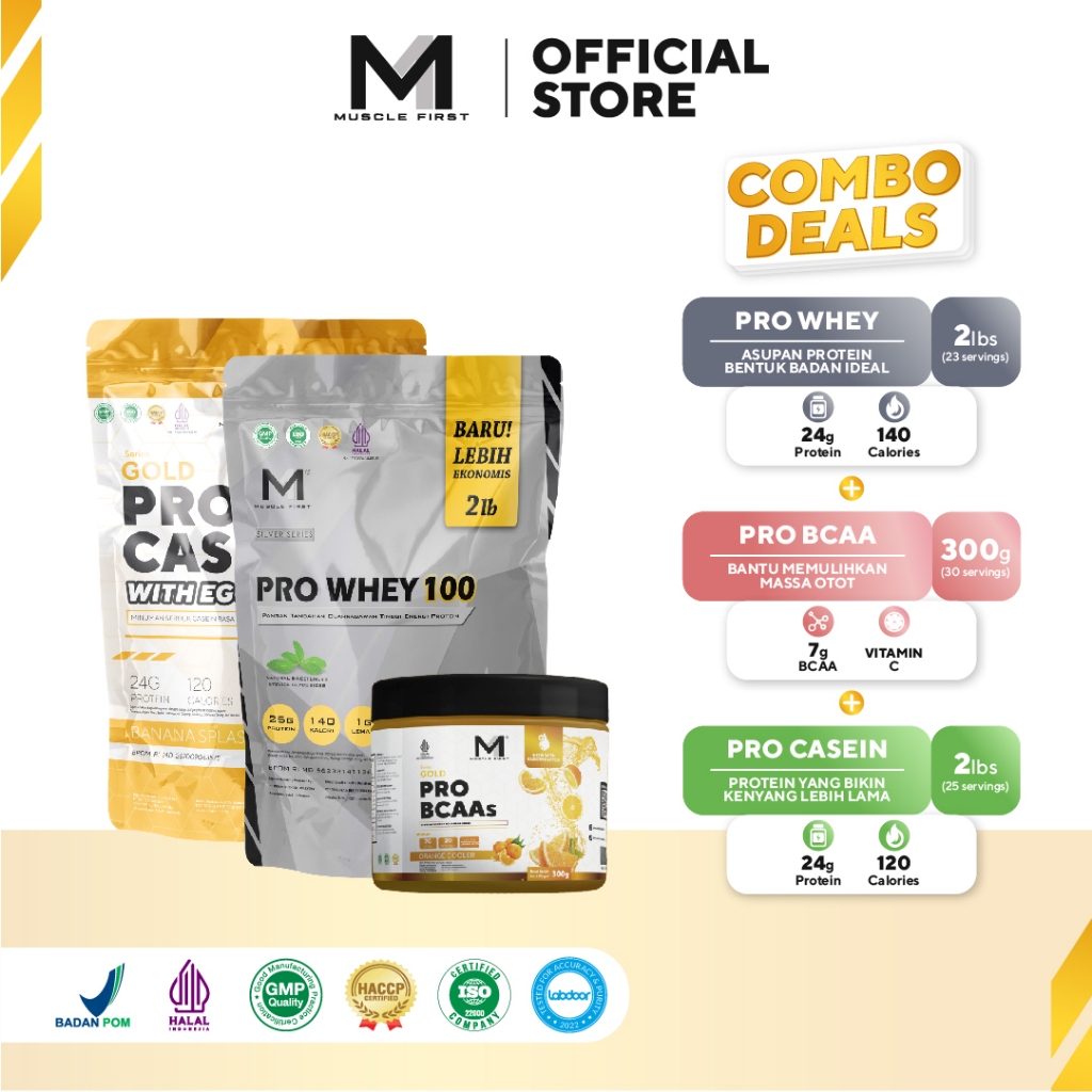 [BUNDLE] MUSCLE FIRST Whey 2lbs + Casein 2lbs + BCAA 300gr