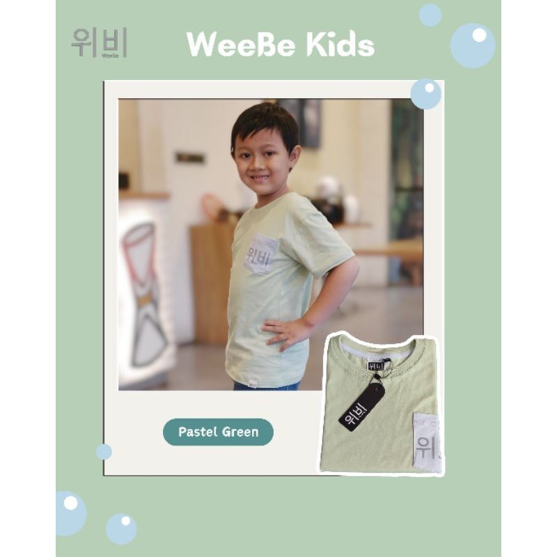 Weebe Kaos polos hijau pastel sage anak usia 1-12 tahun kaos saku
